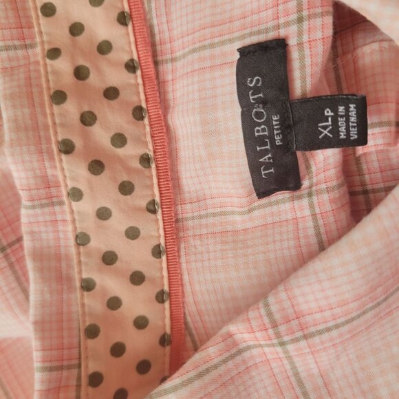 Talbots Pink Plaid Button-Down Shirt Size XLP Cotton/Polyester Womens - Picture 4 of 4
